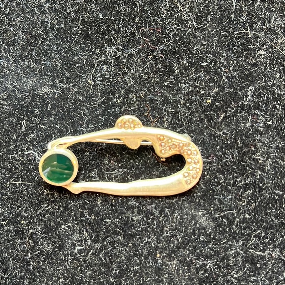 Sterling silver pin with malachite green stone - Picture 7 of 10